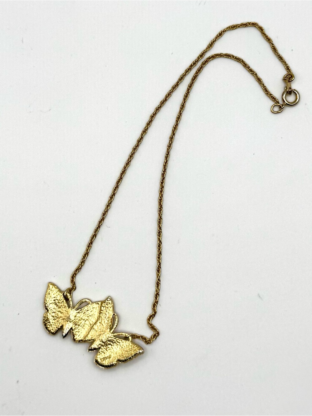 Vintage Signed Park Lane Gold Butterfly Pendant Necklace - Women Jewelry